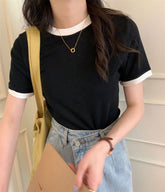 Short Sleeve Elegant Colors Ringer Shirt